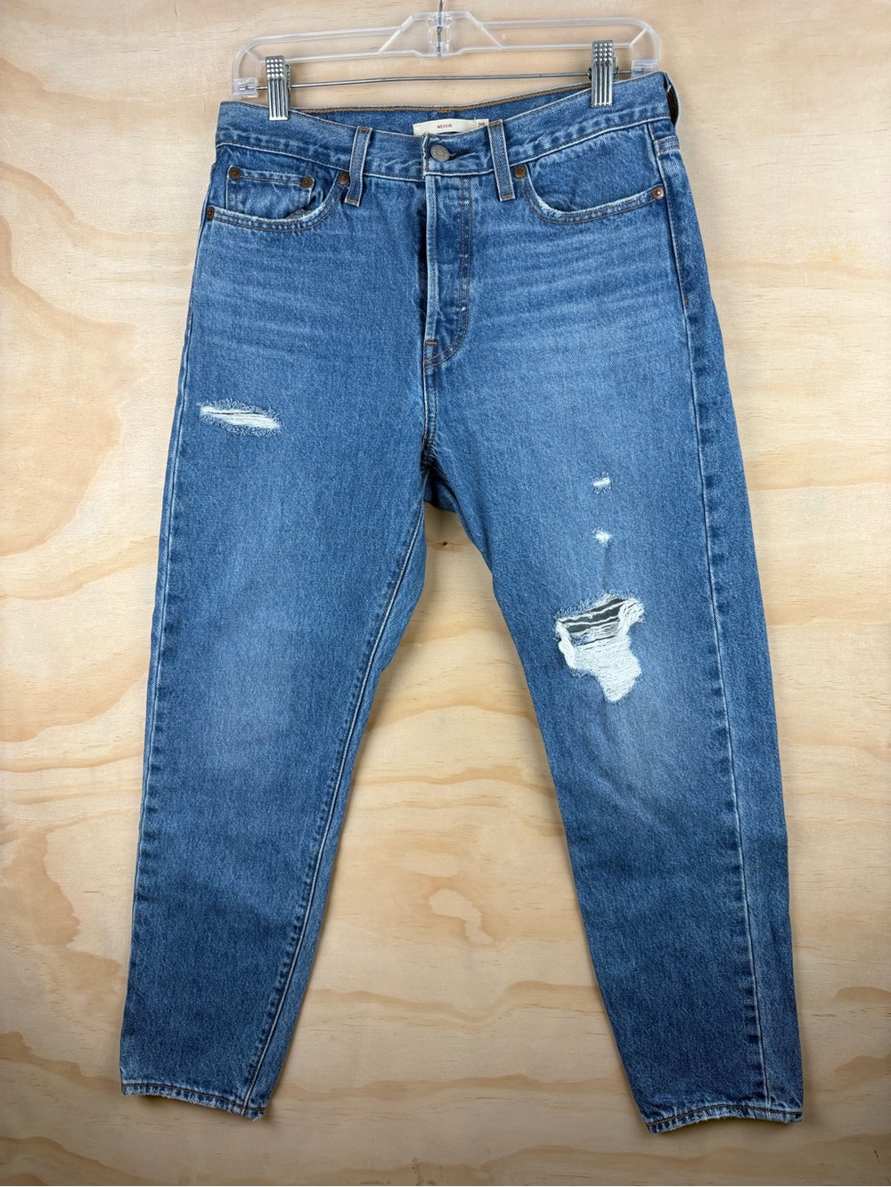 Levis Jeans Womens 29 Blue Denim Wedgie Straight Button Fly Pants Premium 29x26